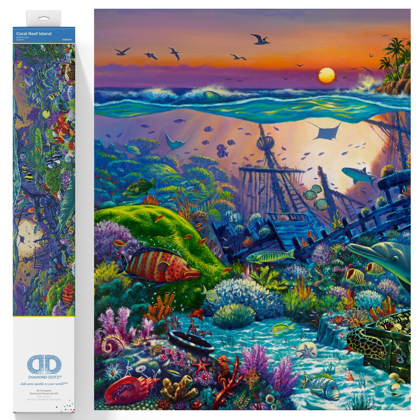 Diamond Dotz Coral Reef Island Diamond Painting Kits for Adults - Diamond Art Kits a Relaxing Creative Craft Kit with Dotz Gems 51x25