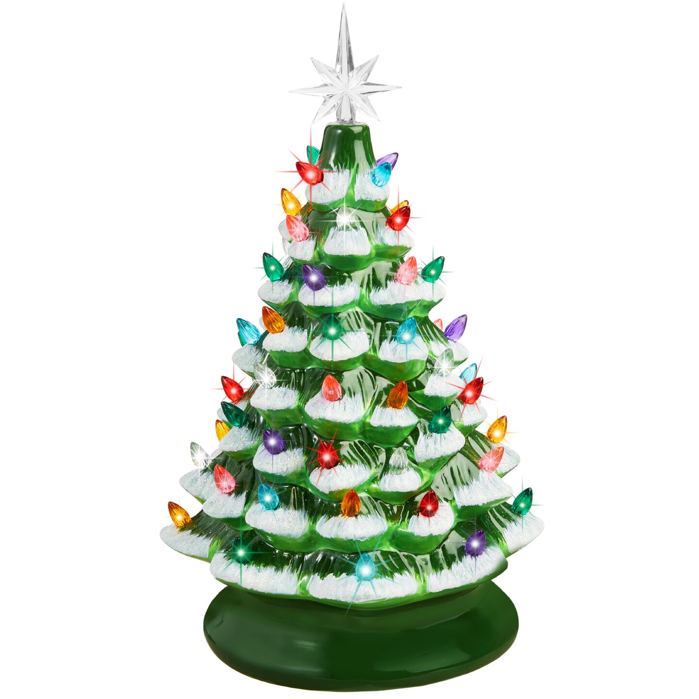 Best Choice Products 15in Ceramic Christmas Tree, Pre-lit Hand-Painted Holiday Decor w/ 64 Lights