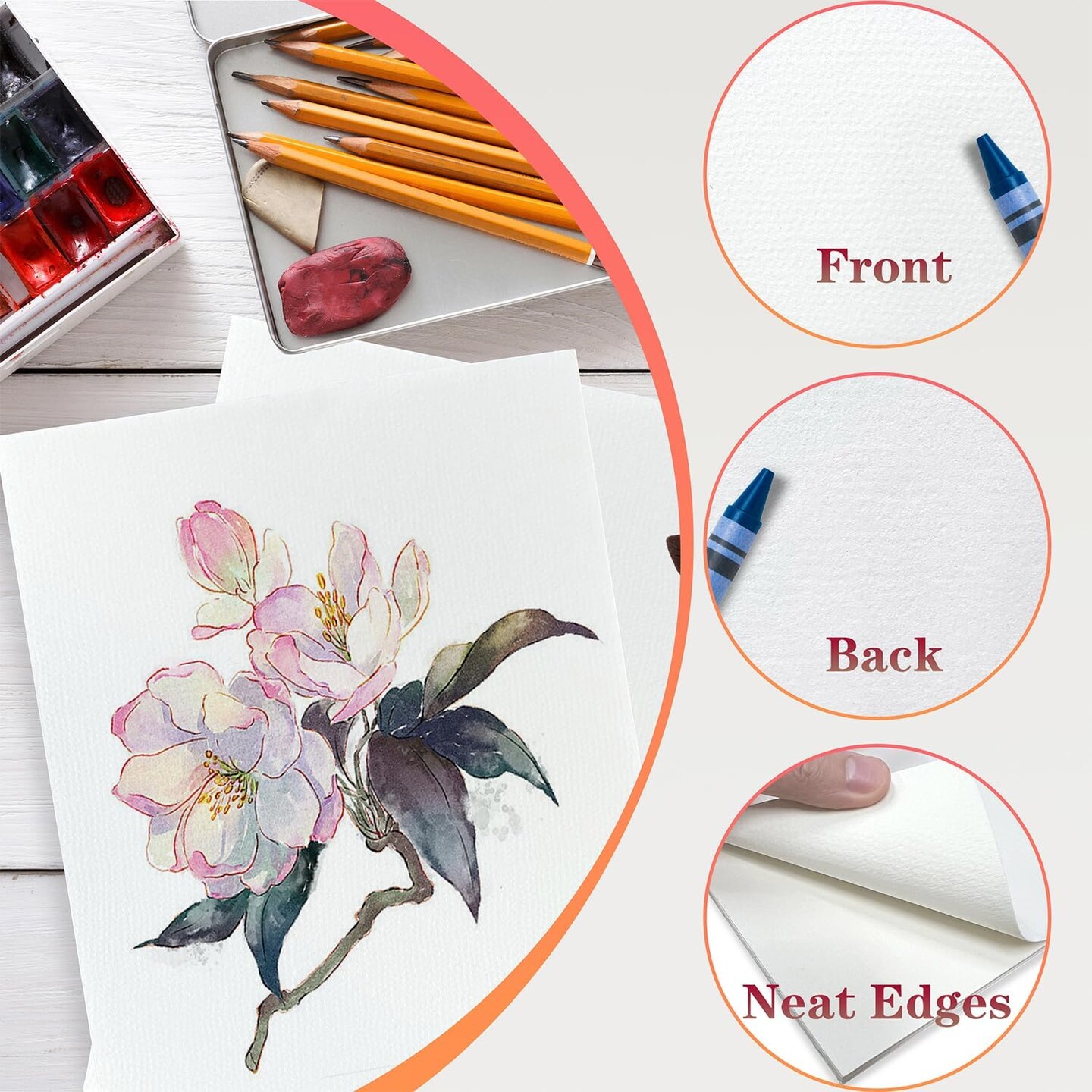 25 Sheets Watercolor Paper 110 Lb/230 GSM 9" x 12" White Cold Press Paper Art Paper Drawing Paper for Painting and Drawing Supplies
