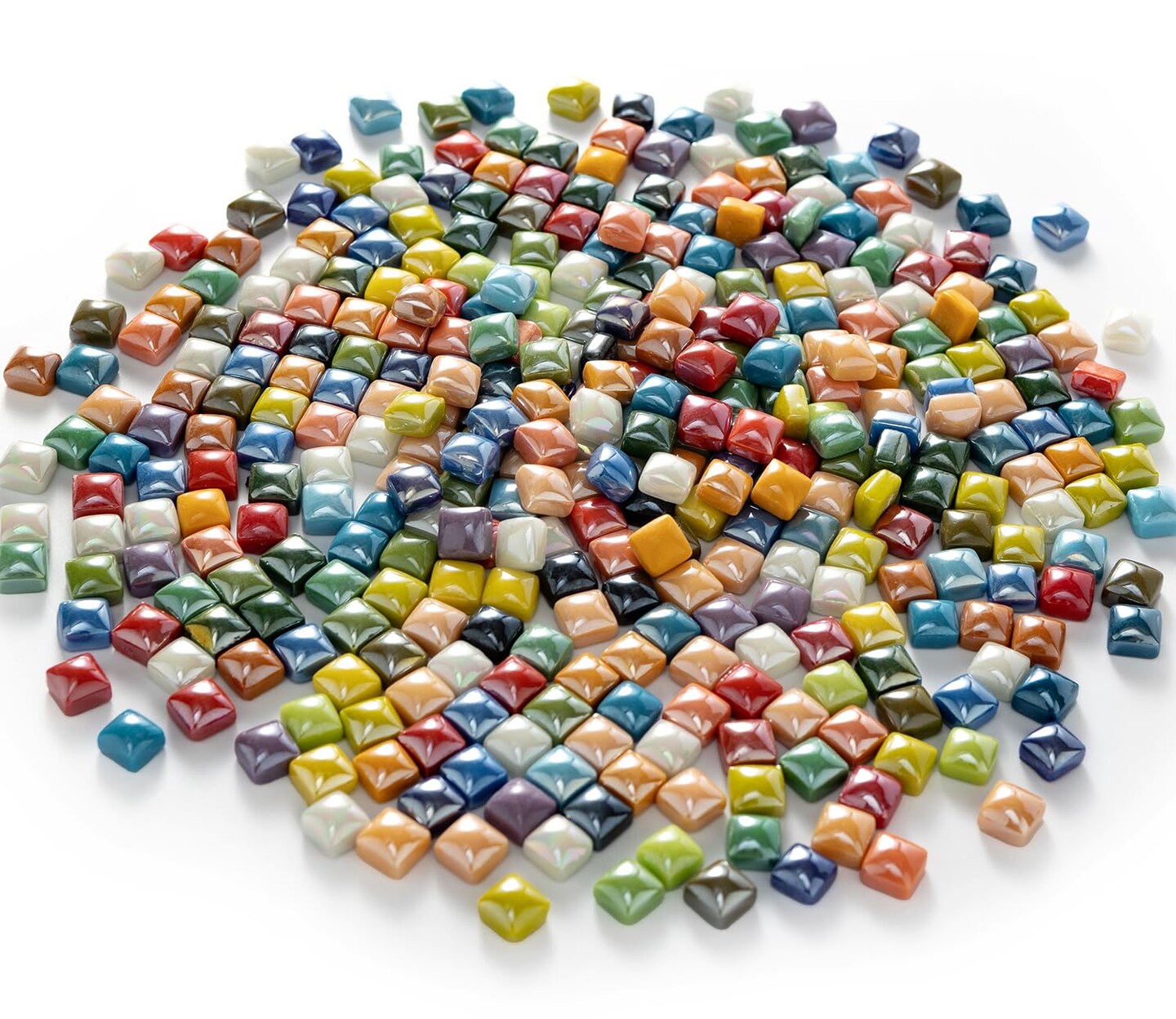 350 Pieces 1.7 Pounds Vibrant Glass Mosaic Tiles Assortment for Crafts, Colorful Glossy Stone Glass Tiles Pieces Bulk for Mosaic Art Craft Home Garden Decoration