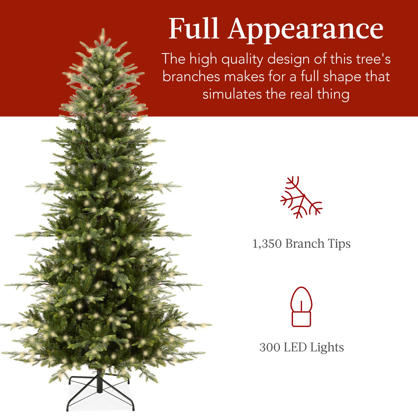 Best Choice Products Pre-Lit Artificial Aspen Noble Fir Christmas Tree w/ Branch Tips, LED Lights