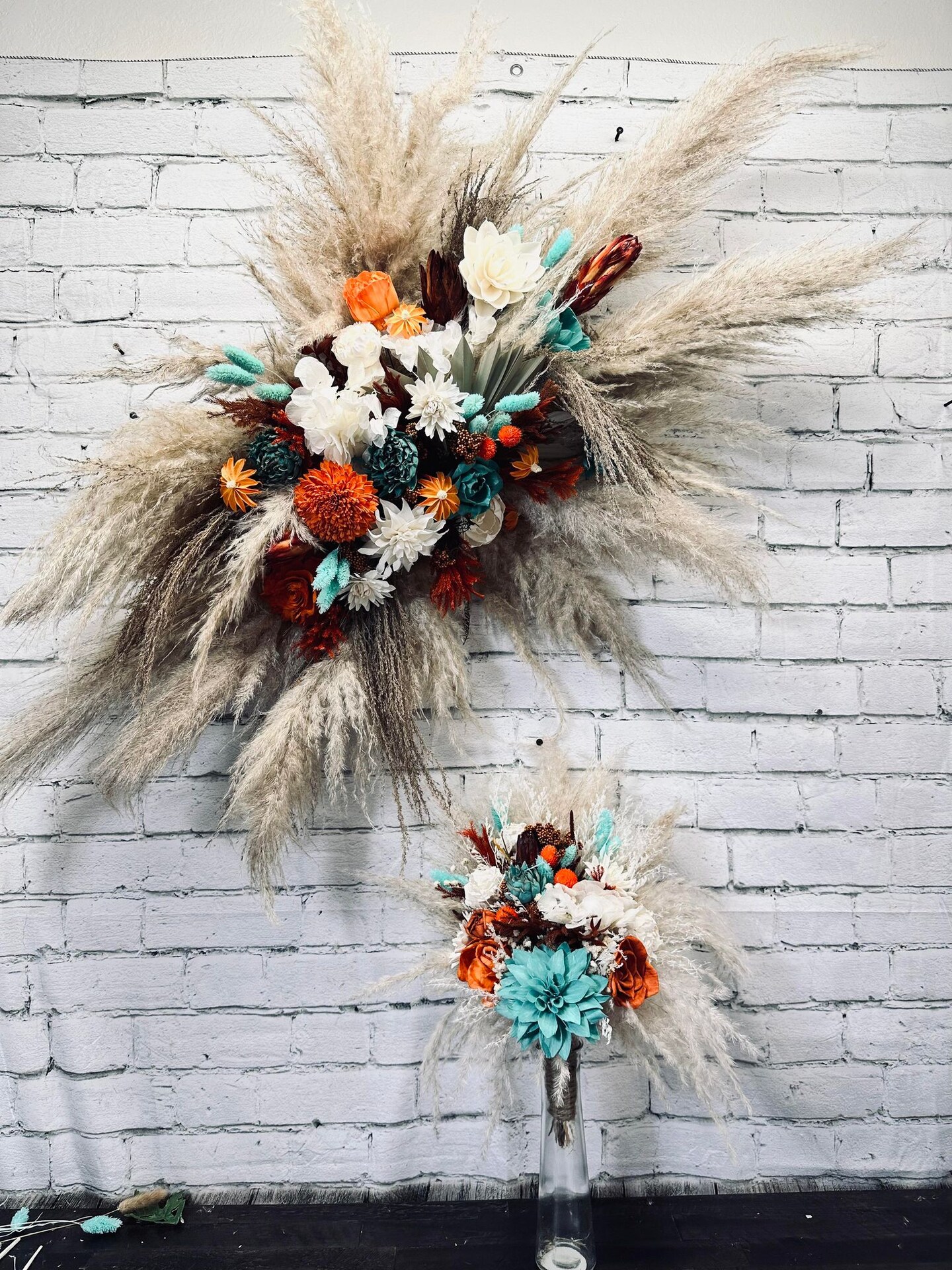 Aqua Delight - Boho, Pampas, Bright Orange, Burnt Orange, Aqua, White product 6