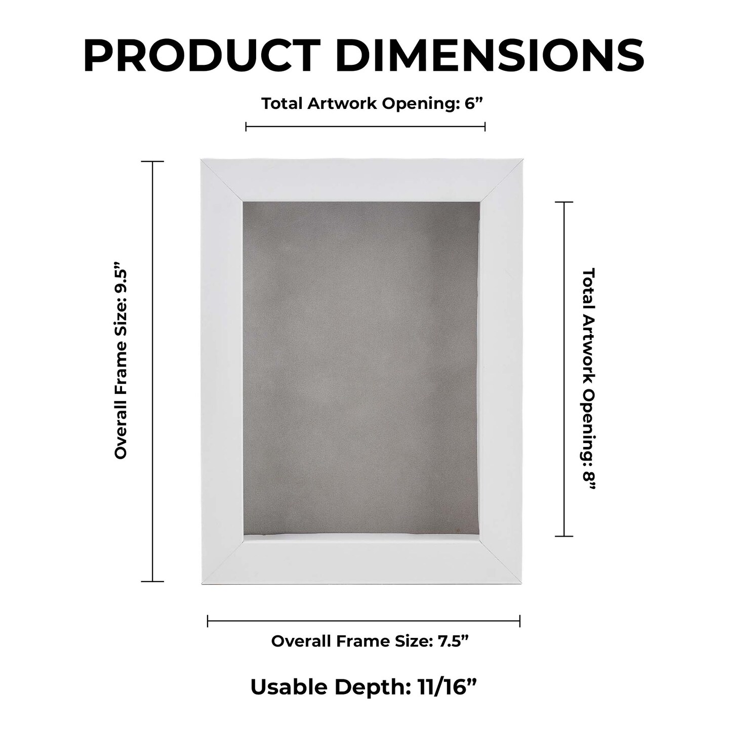 Classic White Wood Shadown Box Frame with Acrylic Front - Light Brown Suede Backing, 30 Sizes