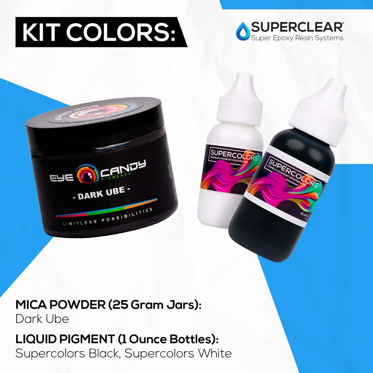 Super Clear Craft Art Resin Kit, Create Your Own DARK Ocean Resin Crafts! Includes Epoxy, Mica Colors & Supercolors Pigment Dispersion colors