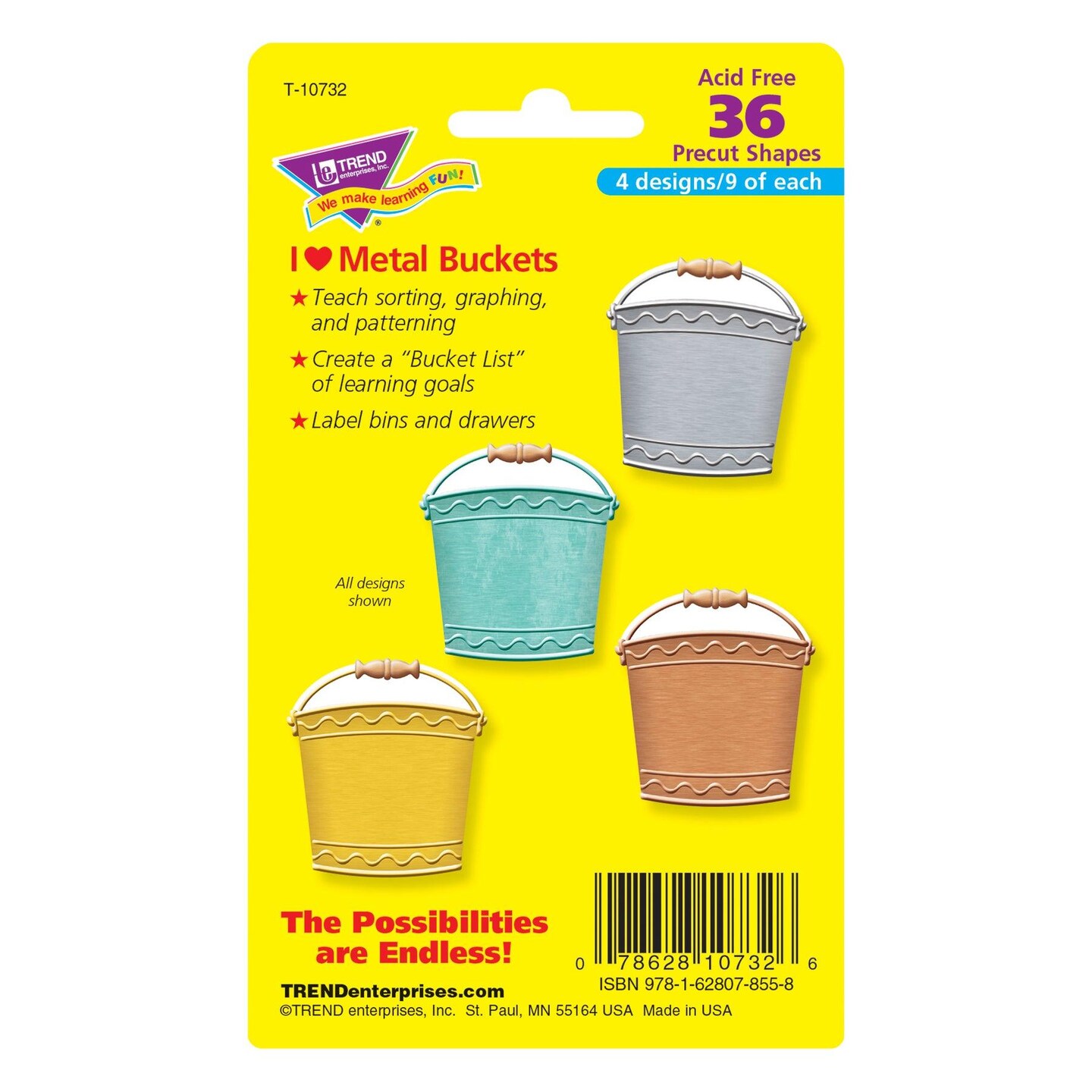 I &#x2665; Metal Buckets Mini Accents Variety Pack, 36 Per Pack, 6 Packs