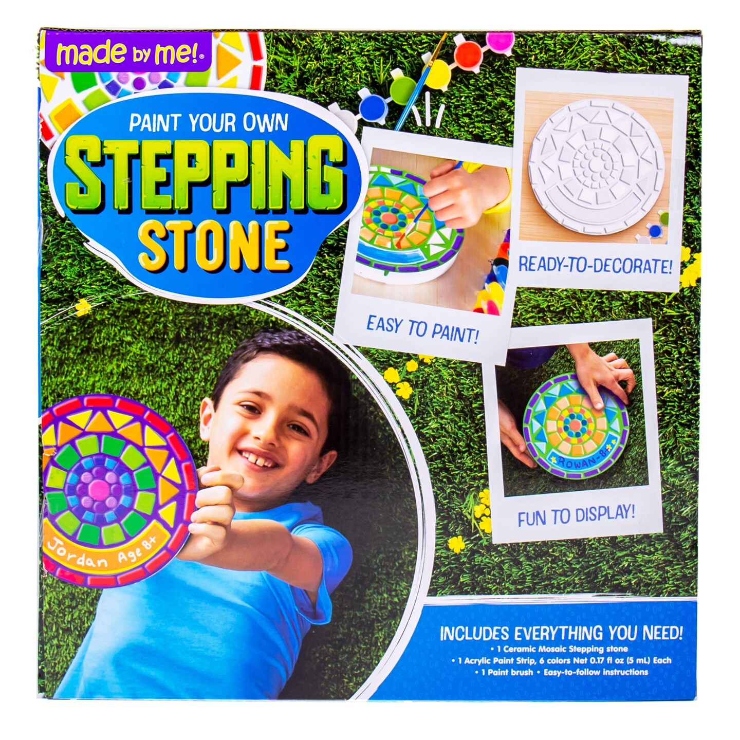 Paint Your Own Mosaic Stepping Stone, Custom Name Garden Stone, DIY Stepping Stone Kit, Great Spring &#x26; Summer Painting Activity, Arts &#x26; Crafts Kit for Kids Ages 5, 6, 7, 8, 9