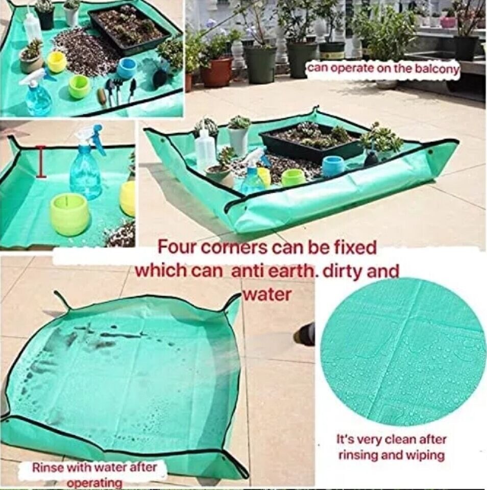 Foldable Plant Repotting Mat 39&#x22;- Garden Transplanting Square, Dirty Catcher Mat