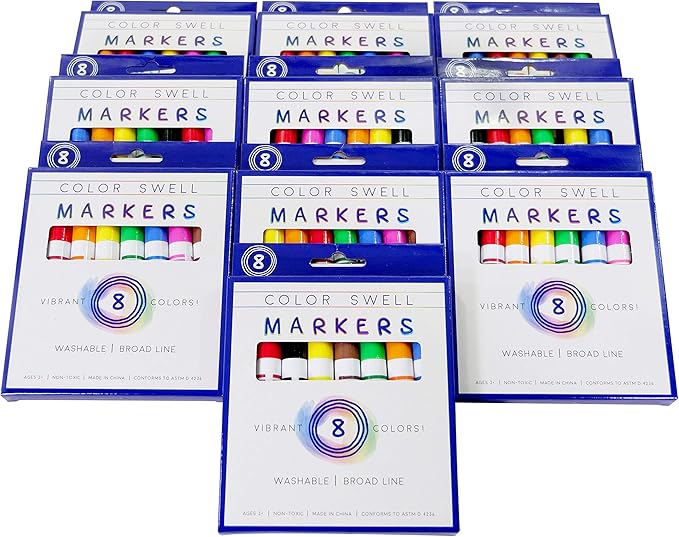 Color Swell Washable Markers Bulk -8 Vibrant Colors for Kids, Adults, and Parties