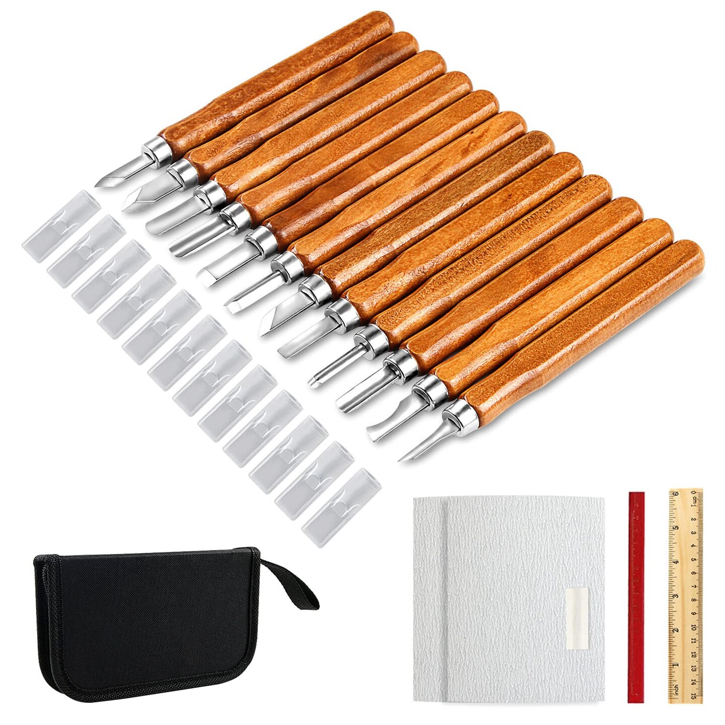 20 Pieces Wood Carving Knife Set -  Hand Carving Tool Set for DIY Sculpture Carpenter Experts &#x26; Beginners