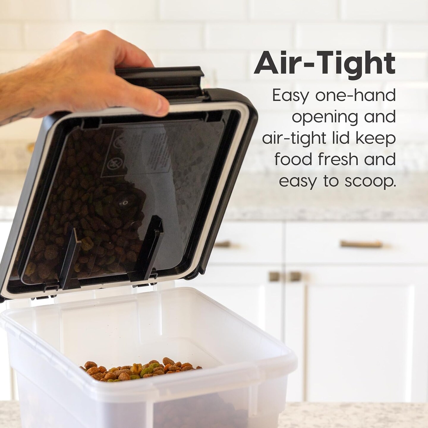 IRIS USA 10 Lbs / 12.75 Qt Airtight Dog Food Storage Container, Clear/Black