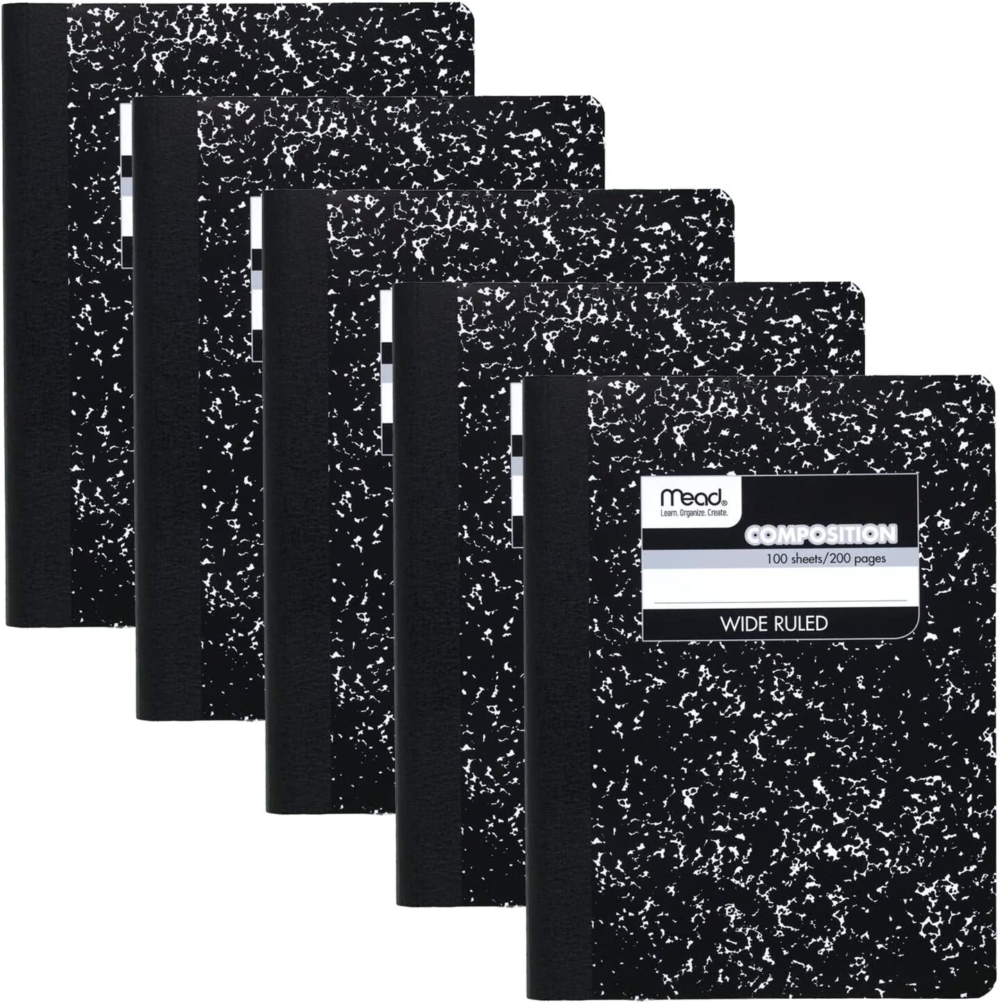 Composition Notebooks, Wide Ruled Paper, 100 Sheets, Comp Book, 5 Pack (72368)