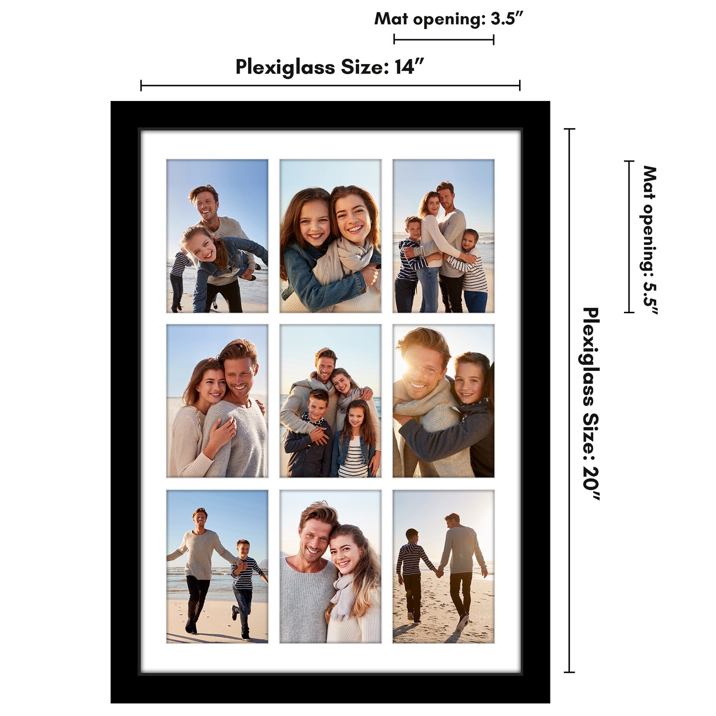 Americanflat 14x20 Collage Picture Frame - Fits Nine 4x6 Photos or One 14x20 Photo