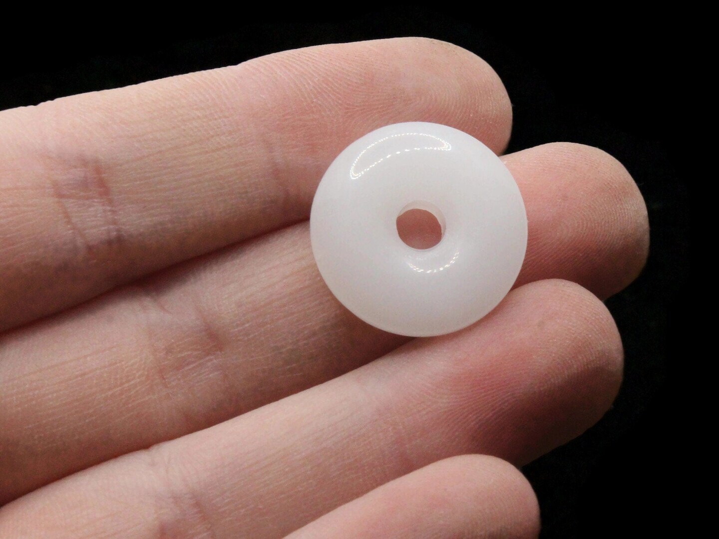 8 19mm White Glass Large Hole Donut Flat Round Ring Beads