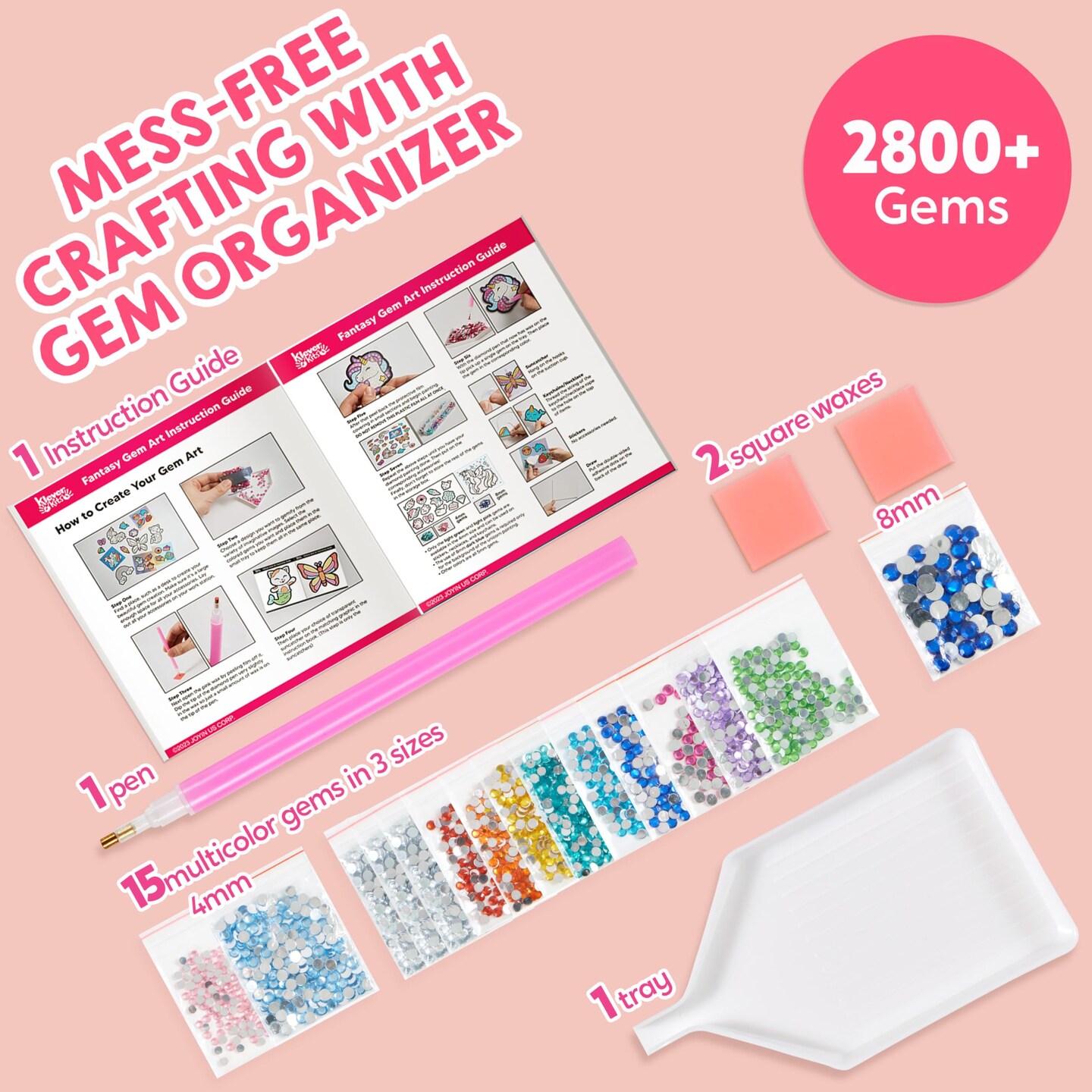16 Projects Gem Art, Kids Diamond Painting Kit with 5D Gem, Arts and Crafts for Girls Ages 6-12, Gem Craft Activities Kits, Premium Diamond Art Gift Ideas for Girls Crafts Ages 6, 7, 8+