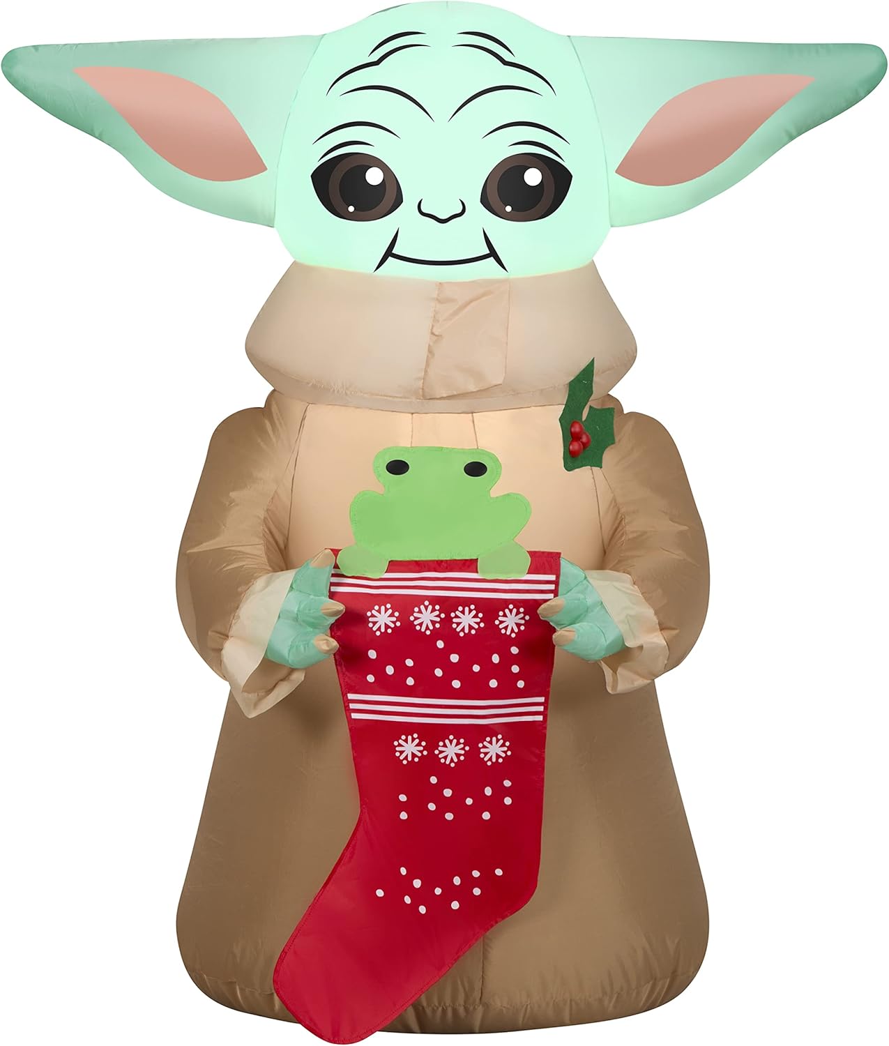 3.5' Gemmy Airblown Inflatable Christmas Star Wars Baby Yoda w/ Frog in Stocking Yard Decoration 116019