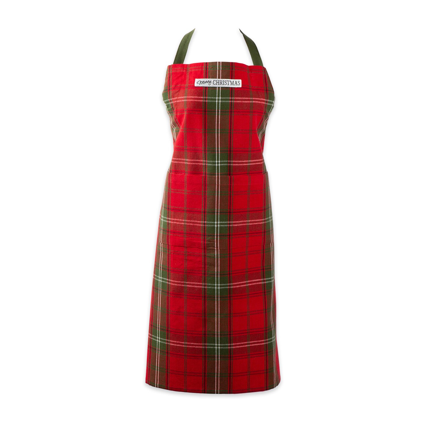 Contemporary Home Living Vintage Style Tartan Plaid Merry Christmas Kitchen Apron - One Size