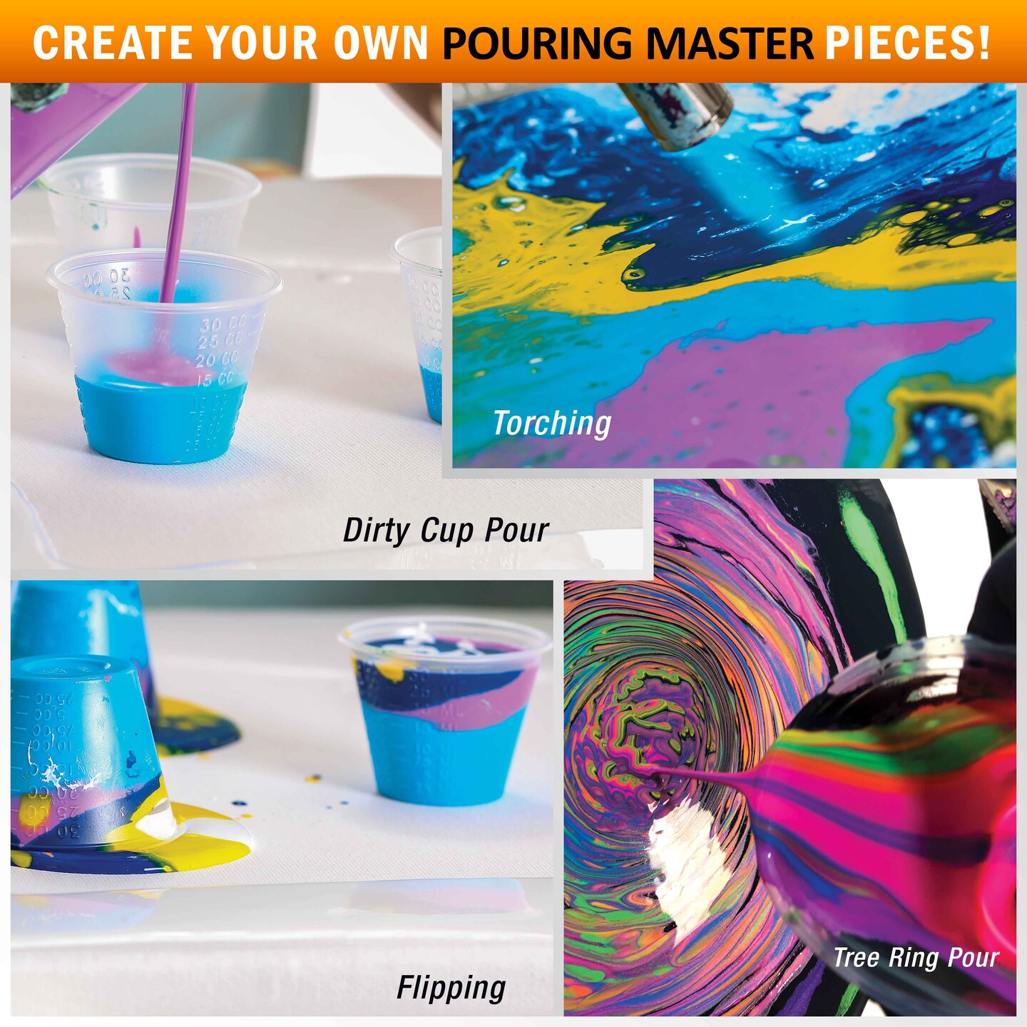 36-Color Ready to Pour Acrylic Pouring Paint Set with Silicone Oil &#x26; Gloss Medium - Premium Pre-Mixed High Flow 2-Ounce &#x26; 8-Ounce Bottles