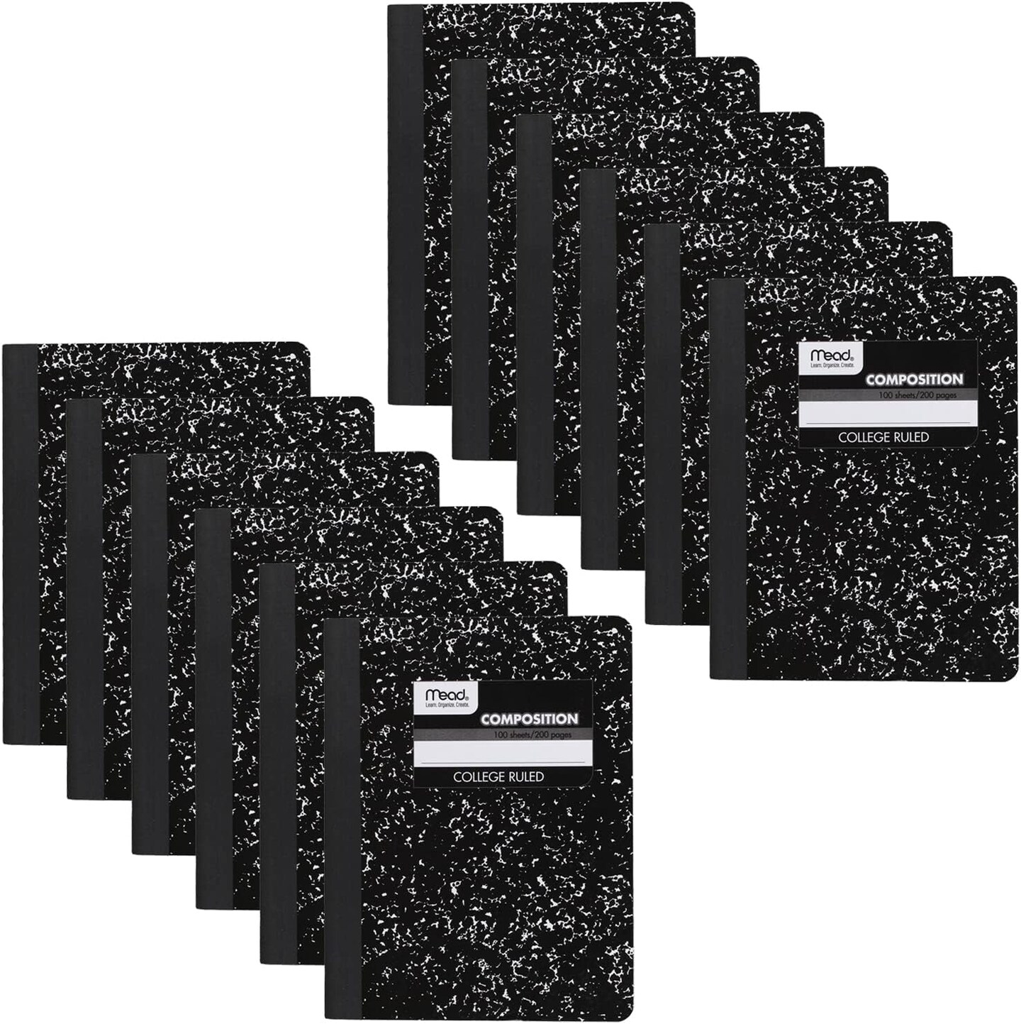 Composition Notebooks, 3 Pack, College Ruled Paper, 9-3/4&#x22; X 7-1/2&#x22;, 100 Sheets per Comp Book, Black Marble ()