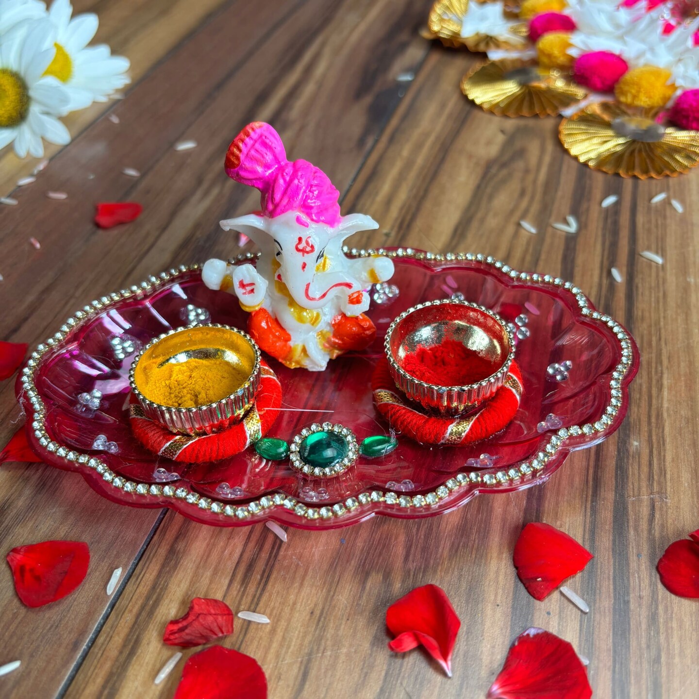 Ganesha Haldi Kumkum Holder Thali, Pooja Return Gift, Indian Housewarming Gifts, Shivratri, Wedding Favor, Navarathri Favors, Baby Shower