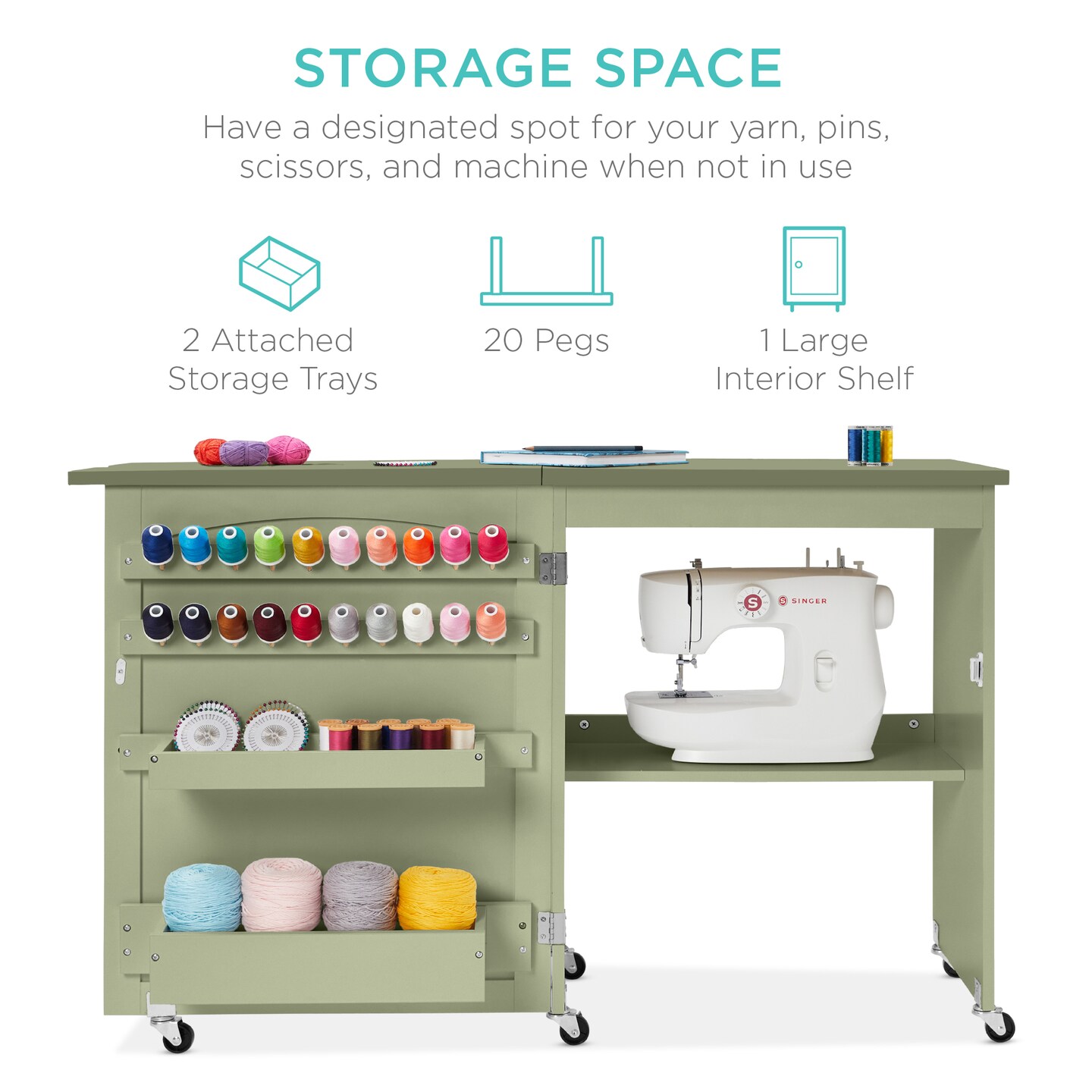 Best Choice Products Sewing Machine Table &#x26; Desk w/ Craft Storage and Trays