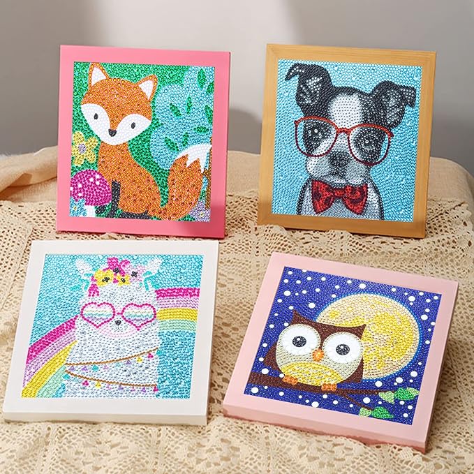6 Pack 5D Diamond Painting Kits for Kids Beginners with Full Drill Cute Animals Diamond Art Kits, DIY Large Gem Art for Children Ages 6-7-8-9-12, Home Wall Decor 6x6 Inch