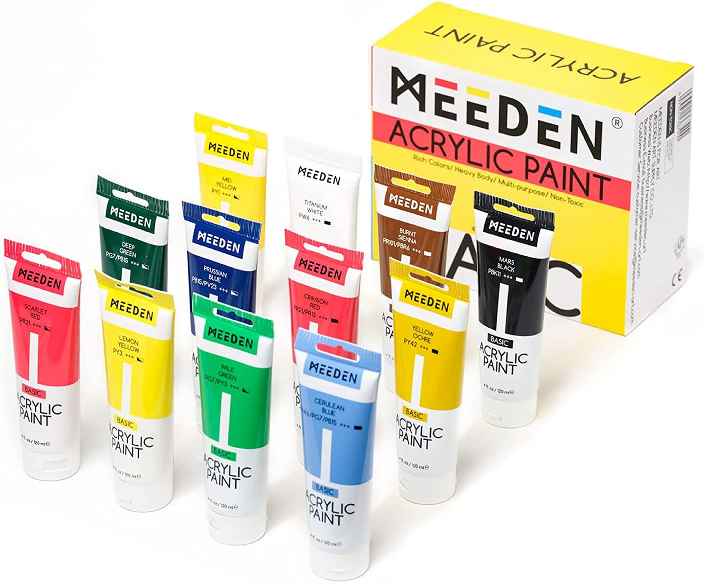MEEDEN 12-color Acrylic Paint, 120 ml/4 oz Tubes Heavy Body MEEDEN 12-color Acrylic Paint, 120 ml/4 oz Tubes Heavy Body