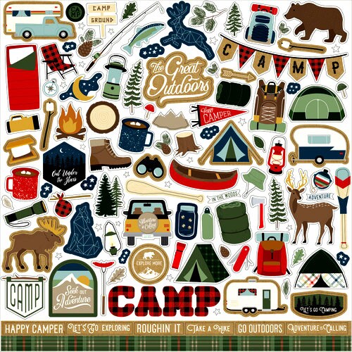 Echo Park Let&#x27;s Go Camping 12 x 12 Cardstock Stickers