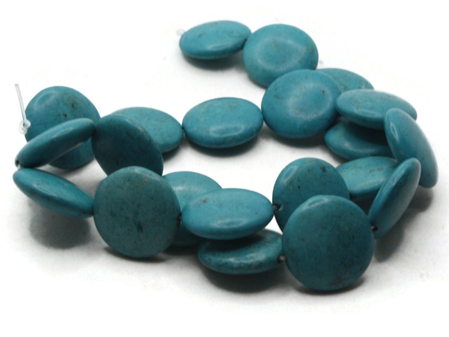 22 20mm Synthetic Turquoise Blue Coin Gemstone Beads