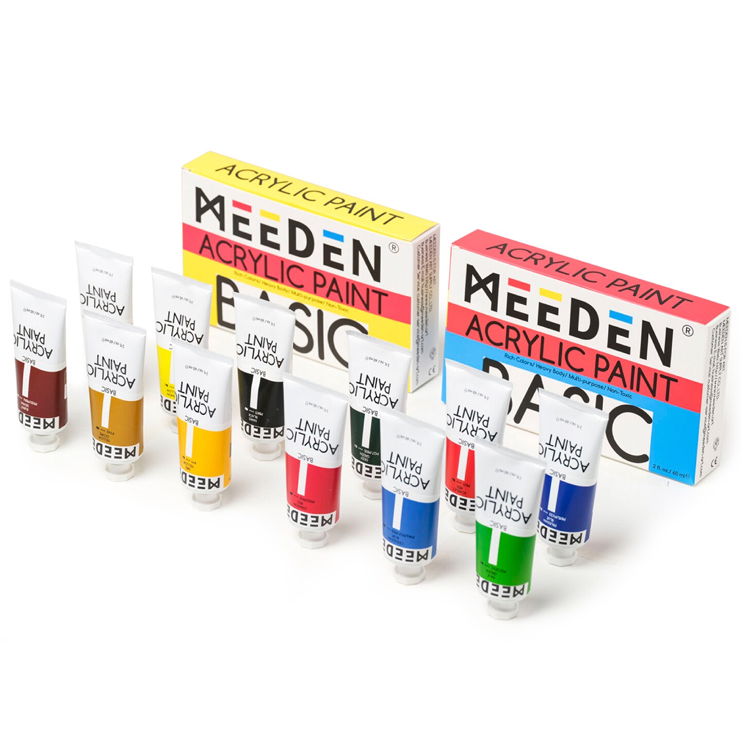 MEEDEN 12-color Acrylic Paint, 120 ml/4 oz Tubes Heavy Body Acrylic Paint Set, Rich Pigments Non-Toxic Art & Craft Paints for Artists, Hobby Painters & Beginners