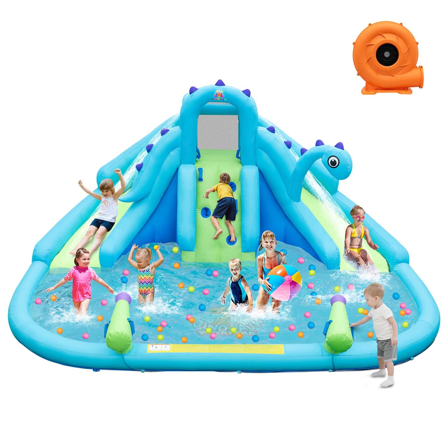 Costway Inflatable Water Slide, Blowup Water Park with Dual Slides &#x26; 584W Blower