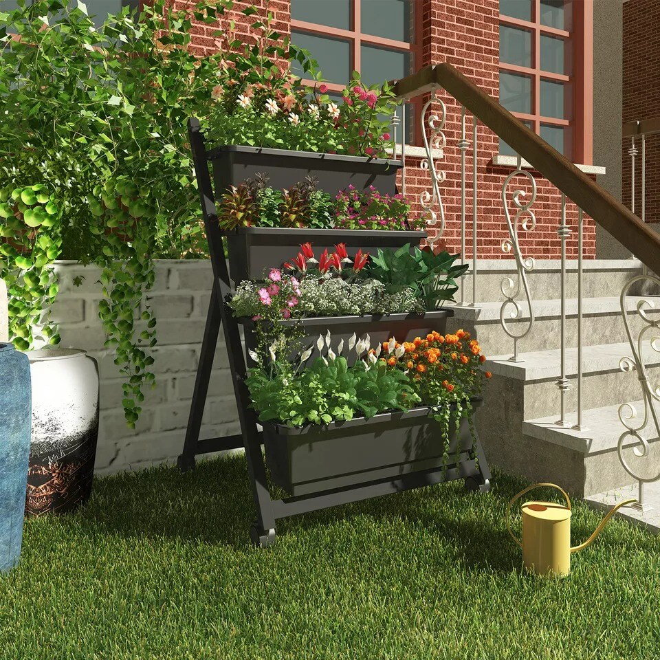 FLEXIMOUNTS Vertical Raised Garden Bed 4Ft Freestanding Elevated Garden Planters