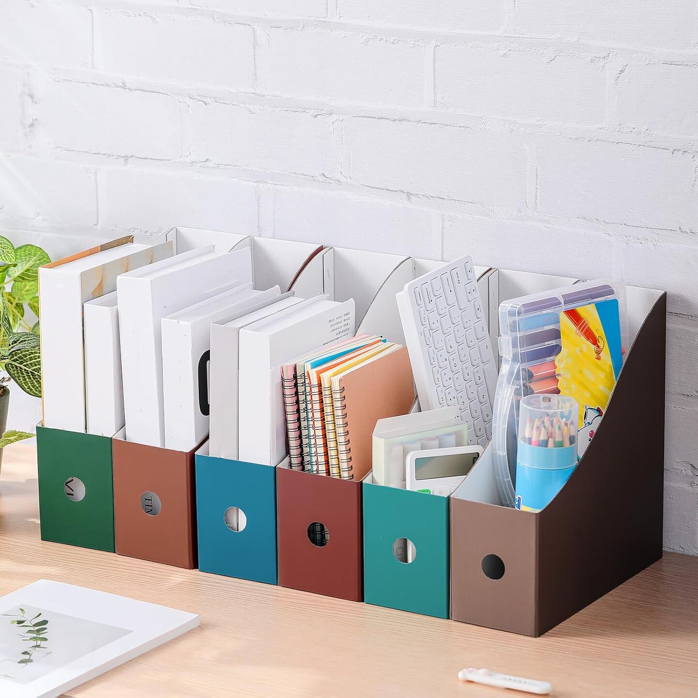 36 Pack Cardboard Magazine Holder 12 Colours Magazine File Holder Magazine Storage Box Office Folders Organiser File Folder Bin for Home Office School Desk Supplies (New Colour)