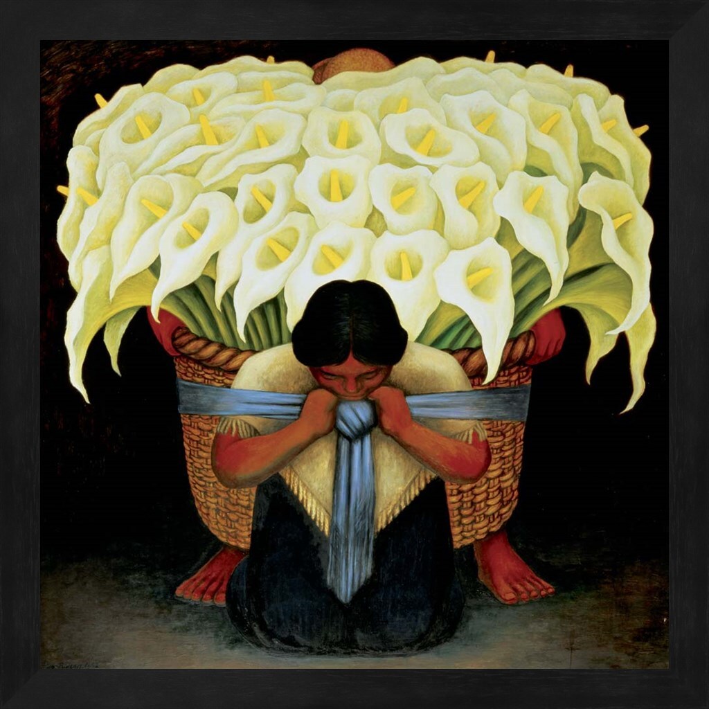 El Vendedor de Alcatraces by Diego Rivera 13&#x22; x 13&#x22; Framed Wall Art