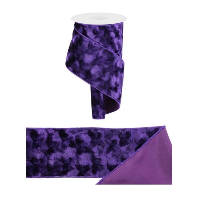 4&#x22;x10yd Plus Pressed Velvet Wired Ribbon - Rich Purple Velvet Craft Ribbon for Bows, Wreaths - Premium Wreath Making Supplies -RN582223