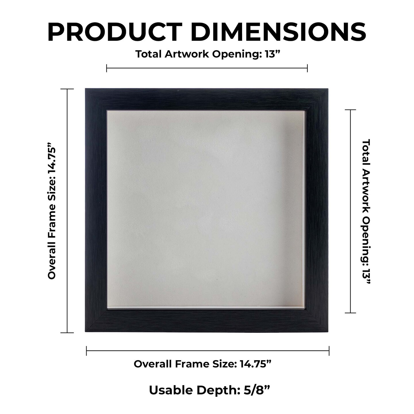 Elegant Charcoal Wood Shadow Box Frame with Acrylic Front - White Suede Backing, 30 Sizes