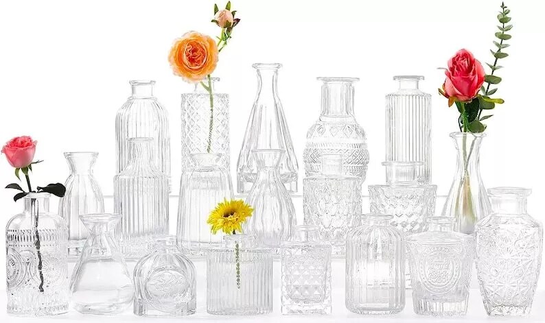 Glass Bud Vases for Flowers Small Clear Bud Vases for Centerpieces Mini Glass - image10