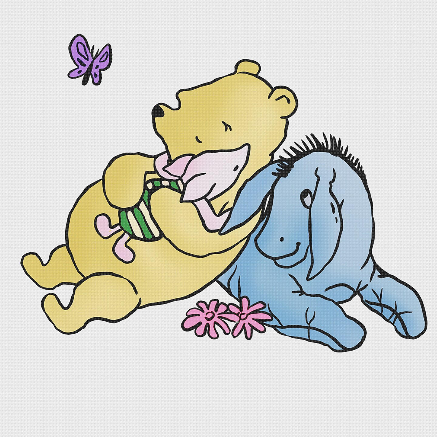 Winnie The Pooh Eeyore and Piglet Counted Cross Stitch Pattern