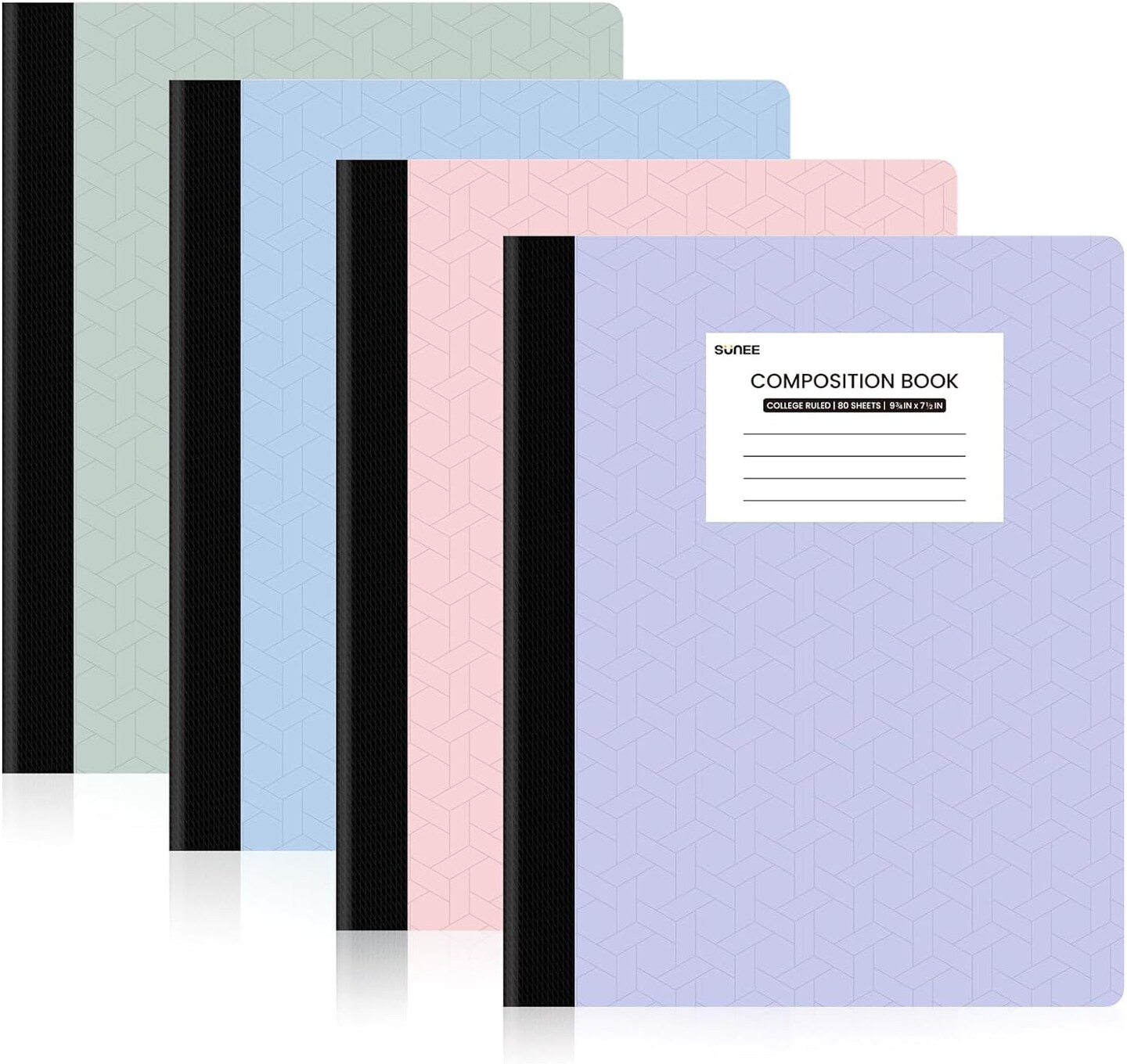 Composition Notebooks (4 Pack) - College Ruled Paper, Composition Book, 9 3/4&#x22; X 7 1/2&#x22;, 80 Sheets/160 Pages, Assorted Colors, School, College &#x26; Office Supplies