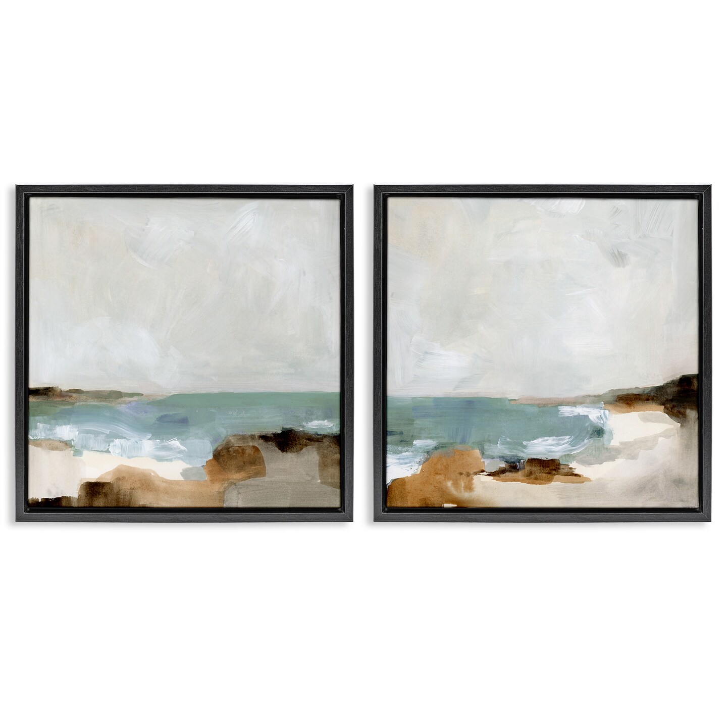 Stupell Industries Abstract Beach Cove Landscape Cliffs Framed Floater ...