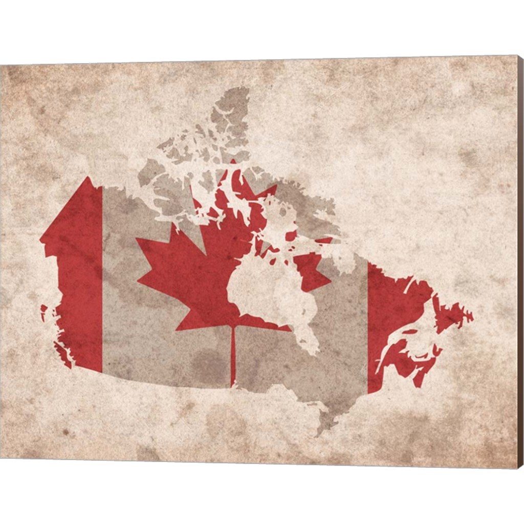Map with Flag Overlay Canada by Color Me Happy 20" x 16" Canvas Wall Art