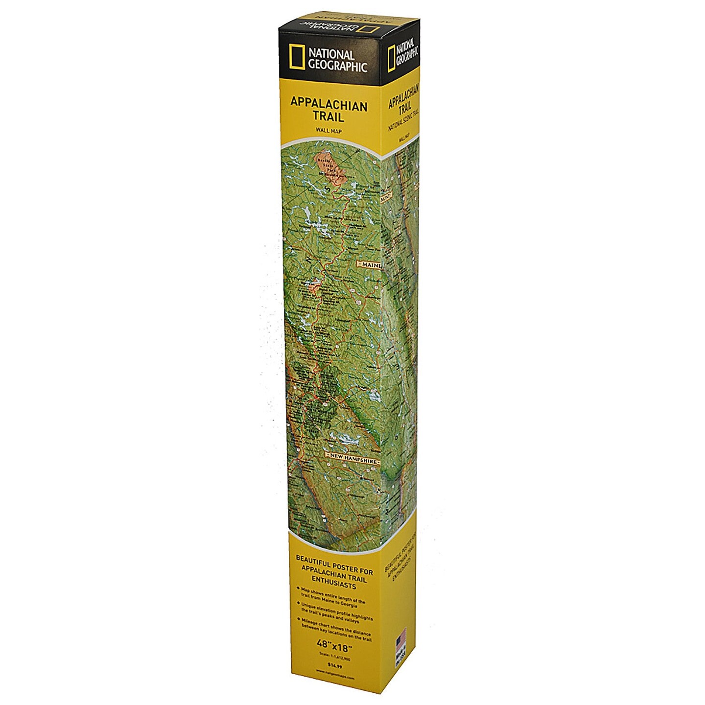 Appalachian Trail Map, In Gift Box, 18&#x22; x 48&#x22;