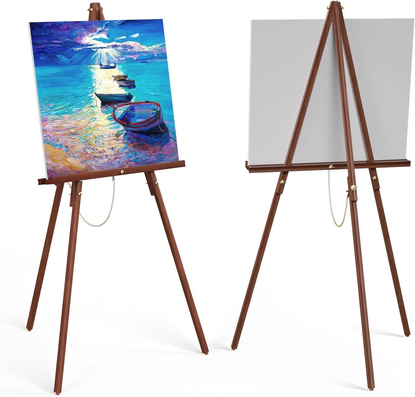 Art Easel Wooden Stand, 63" Portable Tripod Display. Artist easel - Adjustable Floor Wood Poster Stand for Wedding, Painting, Drawing, Display Show, Brown