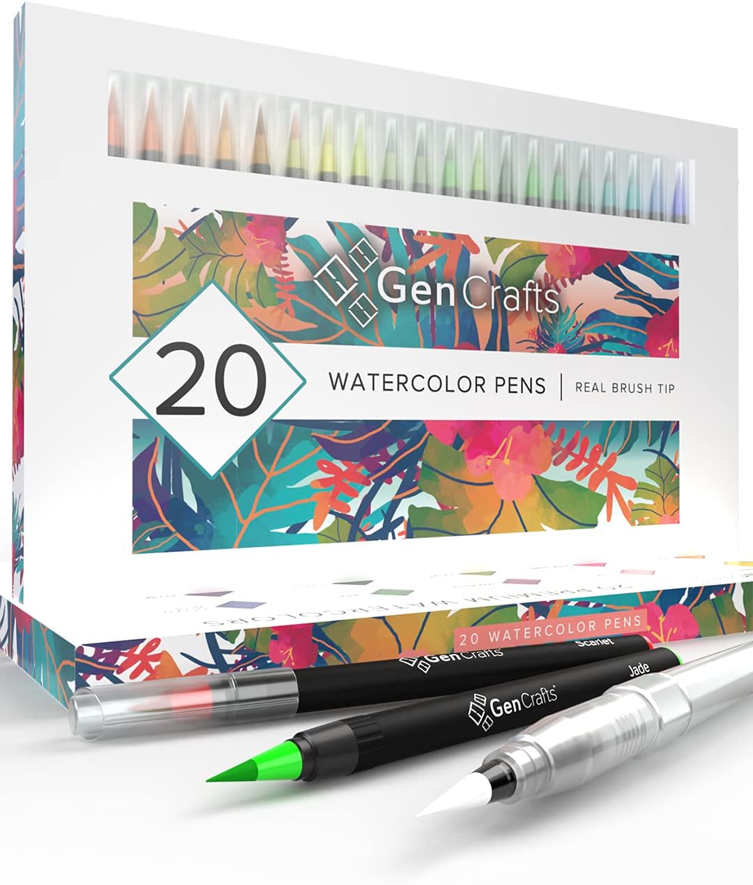 Set of 20 High-Quality Watercolor Brush Pens with Real Brush Tips, a Mess-Free Storage Case, Washable Nontoxic Markers, and a Portable Painting Station
