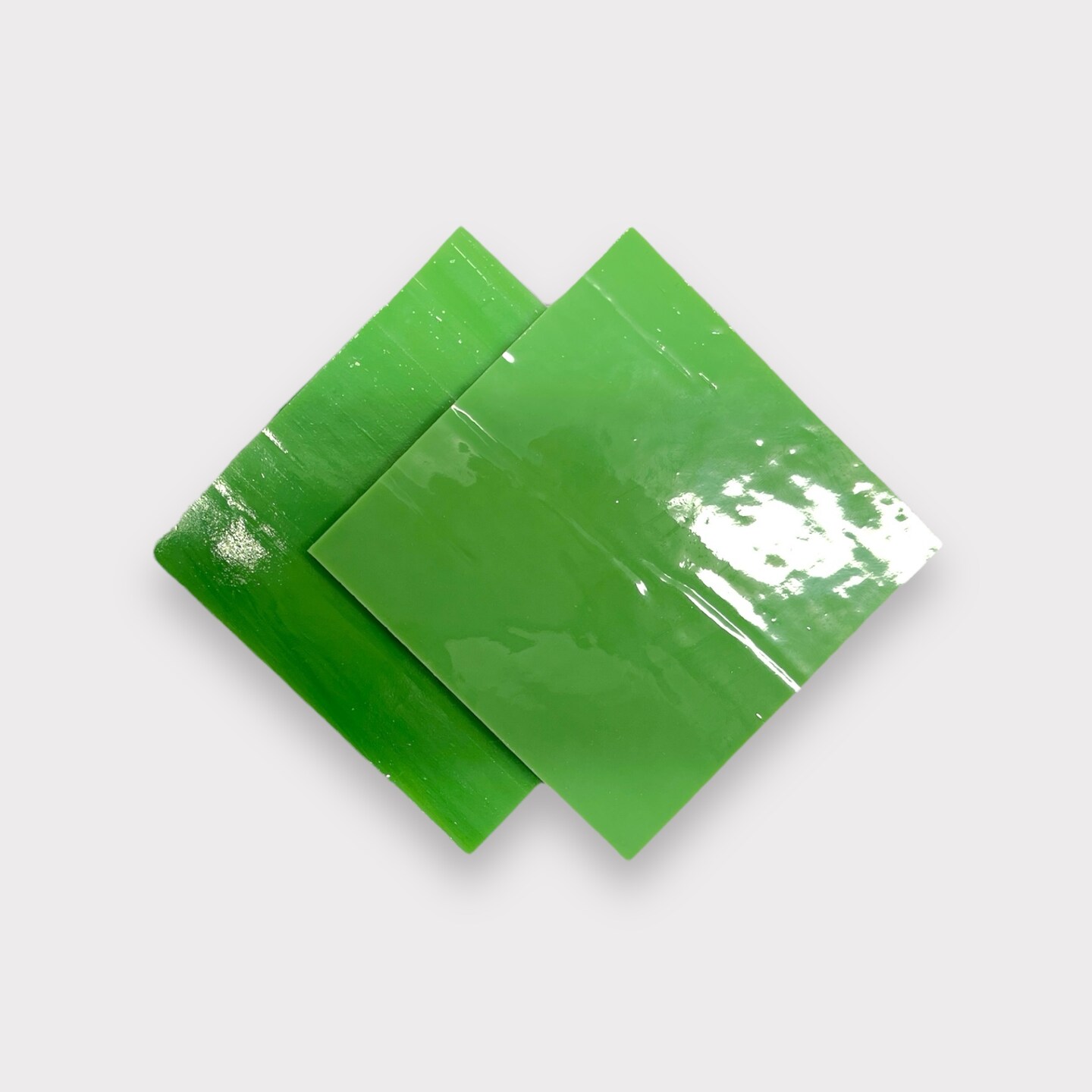 Olive Green/Blue Prisma COE 96 Fusible Glass Sheets / Mosaic Squares - 2 Pack