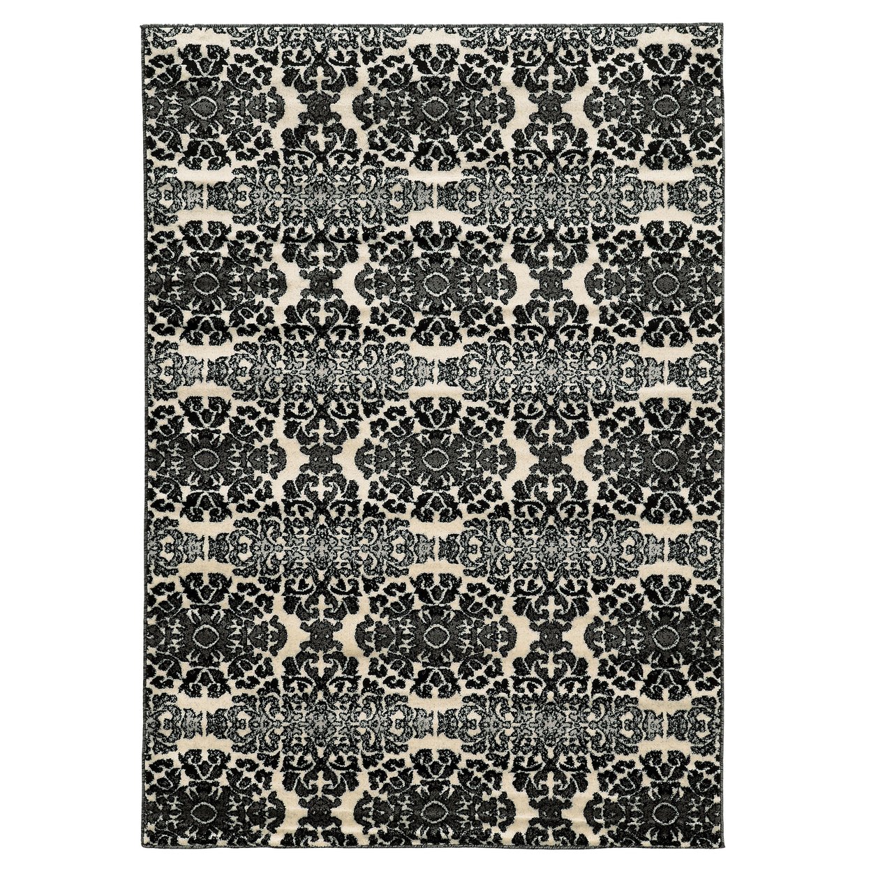 Elegance Snowflakes Grey Area Rug 8X10 Transitional Design Easy Care Polypropylene