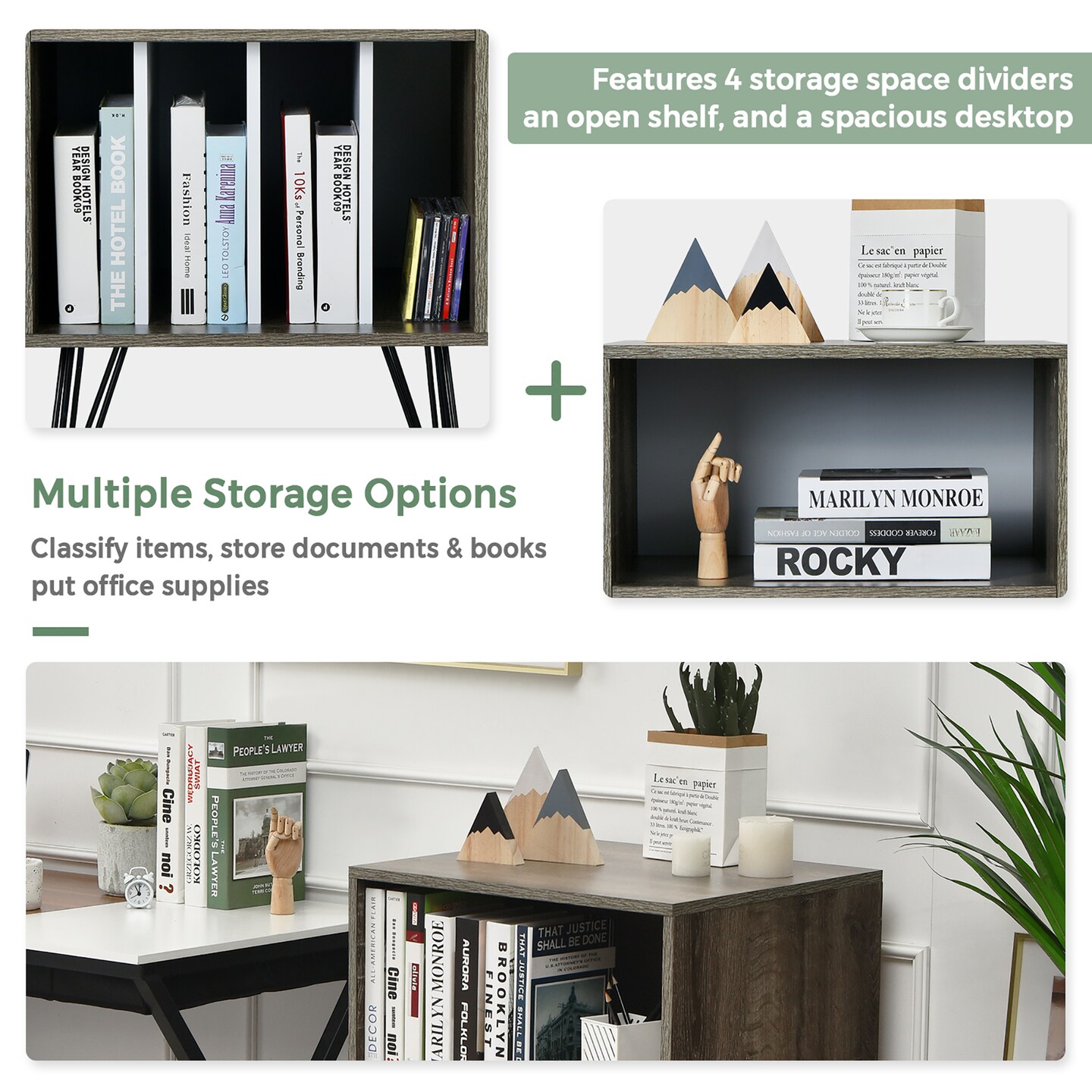 Costway Record Player Stand Turntable Stand Display Shelf Media Storage Cabinet Walnut