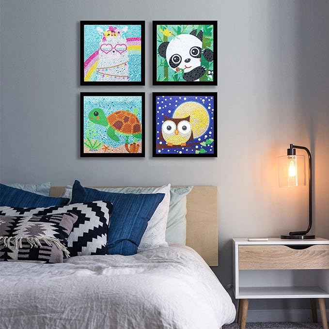 6 Pack 5D Diamond Painting Kits for Kids Beginners with Full Drill Cute Animals Diamond Art Kits, DIY Large Gem Art for Children Ages 6-7-8-9-12, Home Wall Decor 6x6 Inch