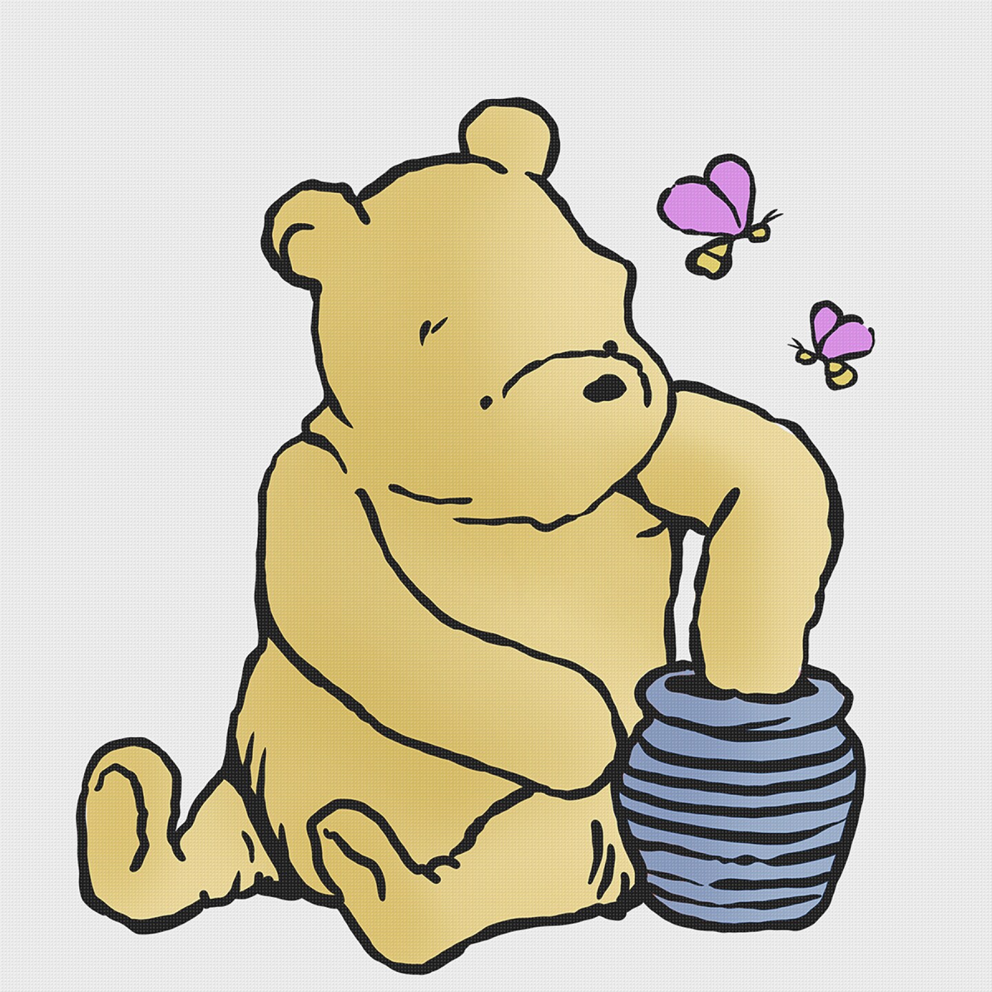 Winnie The Pooh and The Honeybees Counted Cross Stitch Pattern