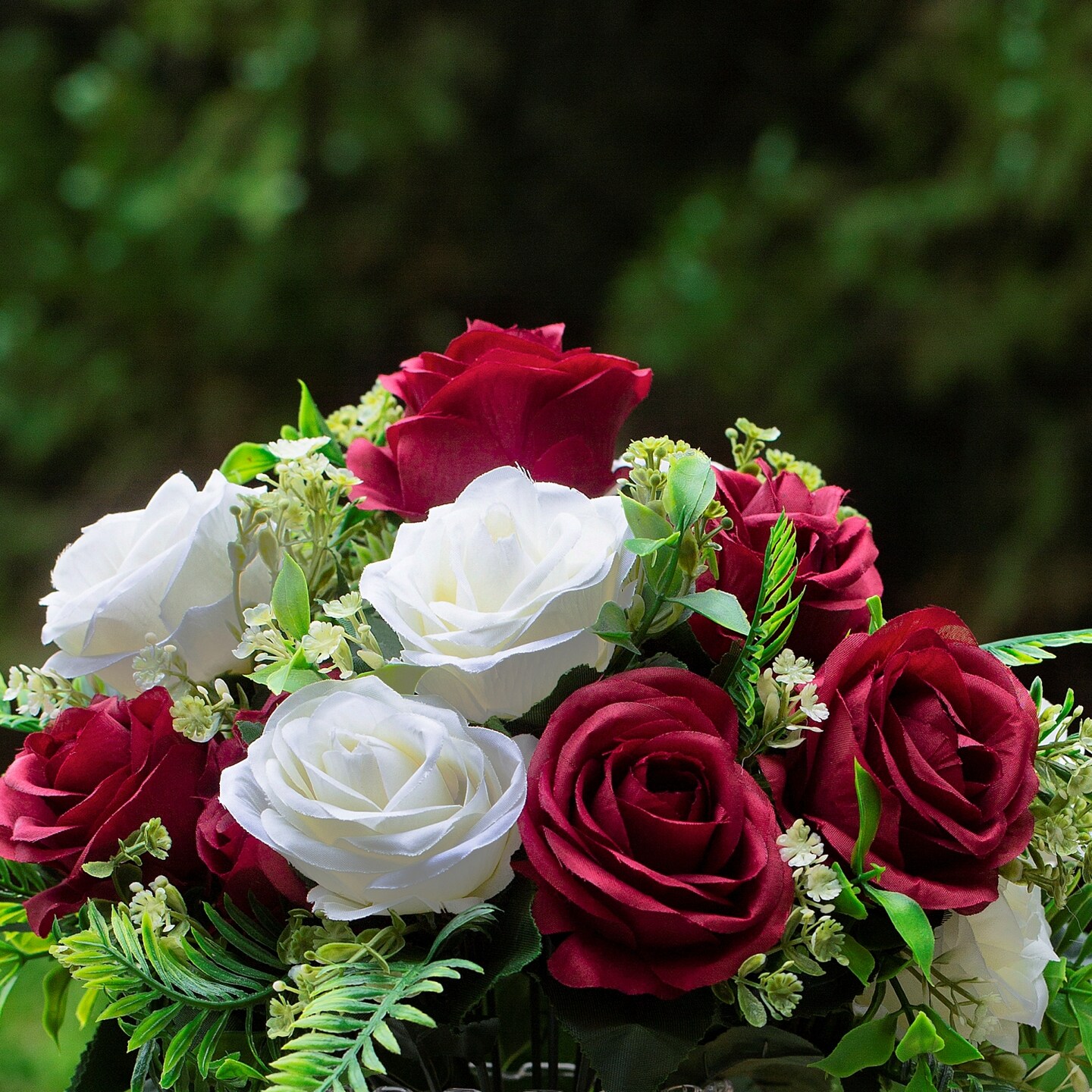 18 Heads Silk Rose Artificial Flowers in Vase,Faux Rose Flowers Arrangement in Round Bowl Vase with Faux Water and River Rock for Table Deco - image19