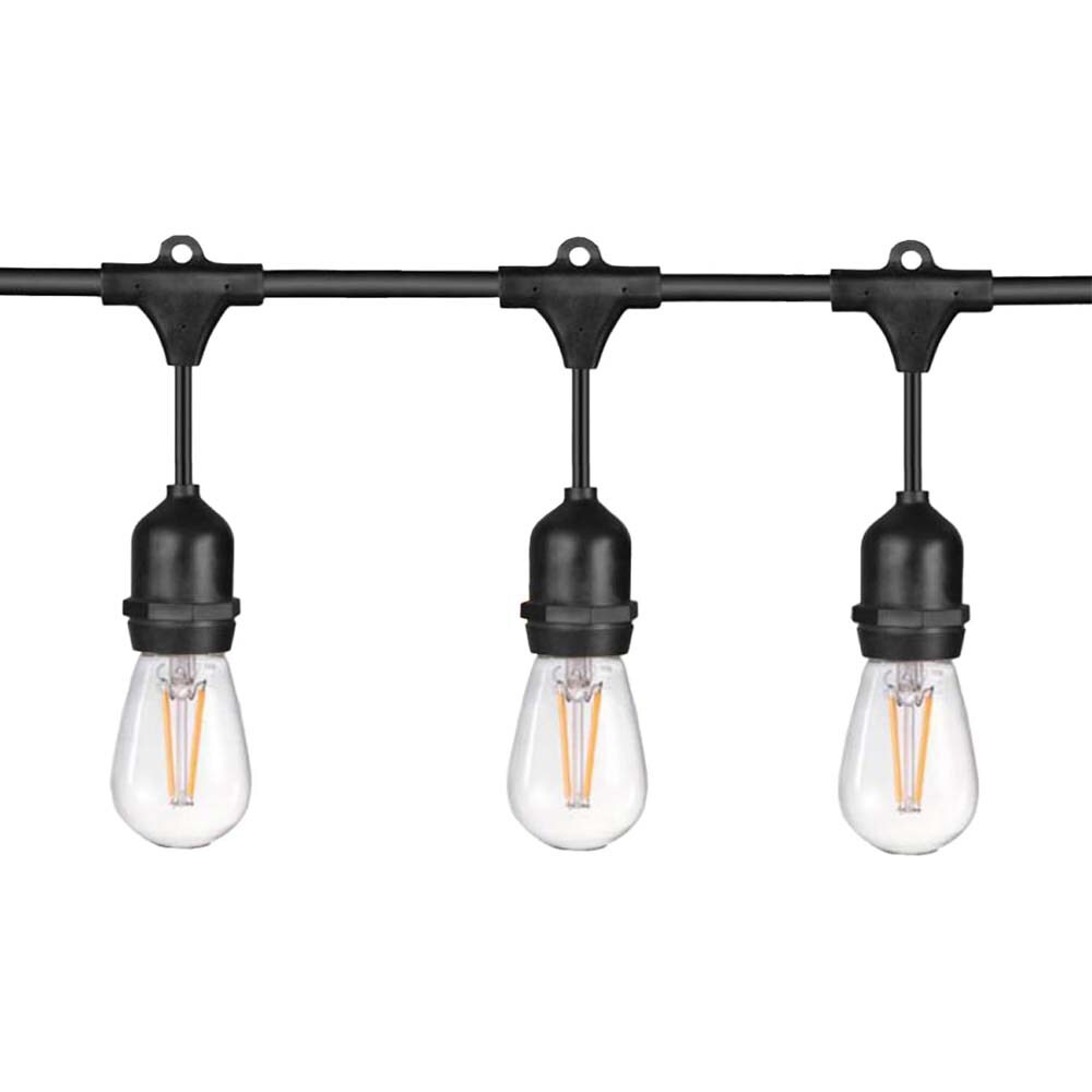 Sunlite 48ft 22.5W LED S14 Waterproof 15 Sockets 2700K Outdoor String Light Bulb